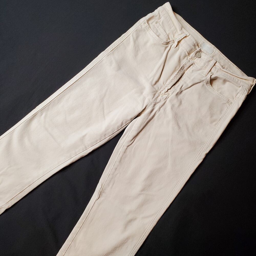Mother Womens Size 28 High Waisted Rascal Ankle Fray Jeans Ivory White